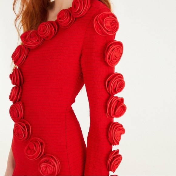 Farm Rio Red Roses One-Shoulder Slim Mini Dress - Picture 4 of 10